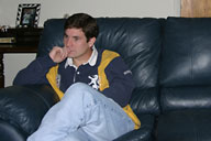Chris on sofa at mom and dad's