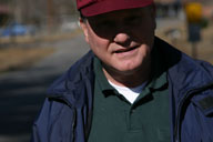 Dad walking around in neighborhood