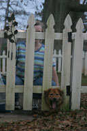 Karin and Stella by gate at Karin's