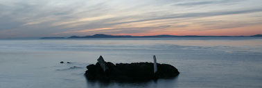 Driftwood at sunset, Deception Pass State Park, Whidbey Island, WA